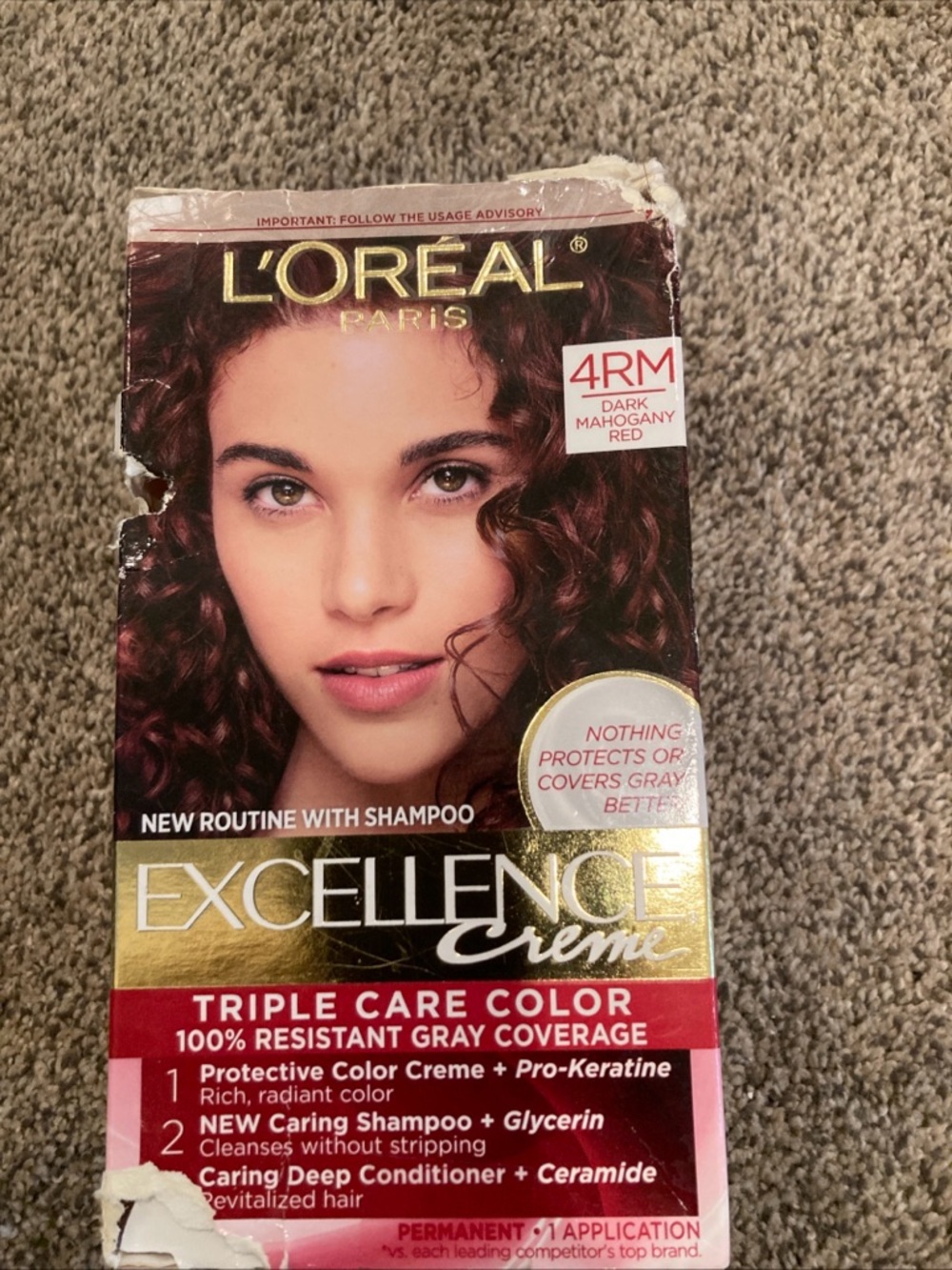 Loreal Paris Excellence Creme Hair Color 4RM Dark Mahogany Damaged Pkg Sealed
